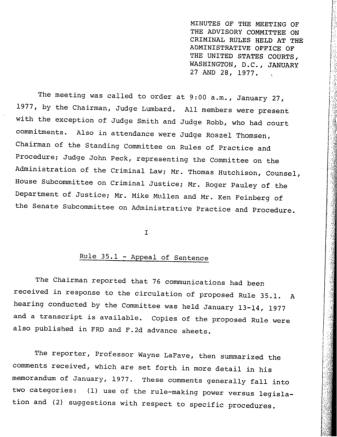 US Courts Form CR01 1977 MIN