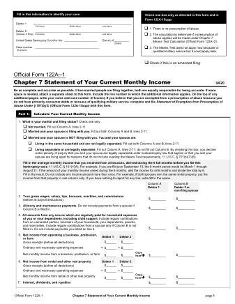 US Courts Form B 122A 1 2020 04