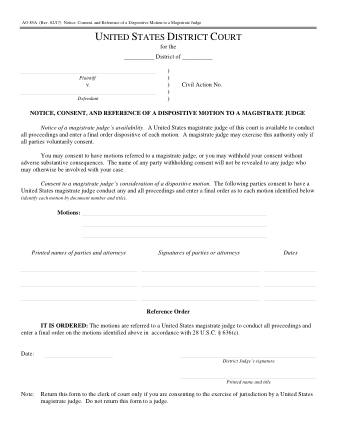 US Courts Form AO085A