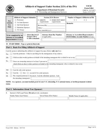 USCIS Form I-864