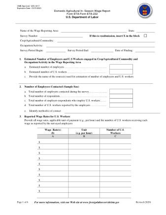DOL Form ETA 232