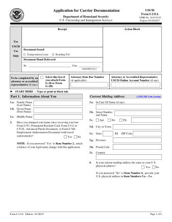 USCIS Form I-131A