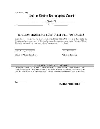US Courts Form B 210B 1209