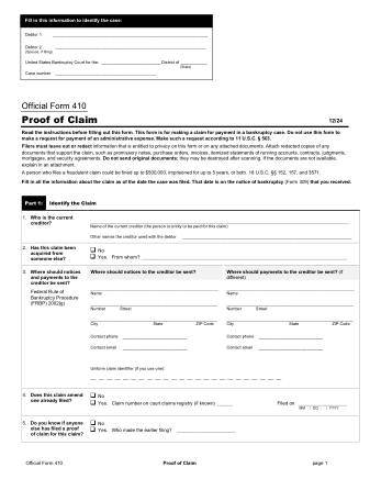 US Courts Form B 410 1224