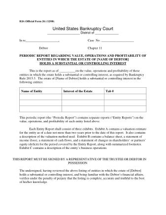 US Courts Form B26 FORM26 1208