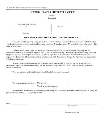 US Courts Form AO246B