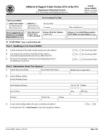 USCIS Form I-864EZ