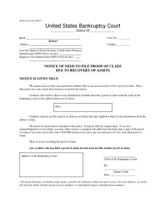 US Courts Form FORM 204 0807