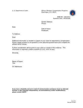 DOL Form CA 1074