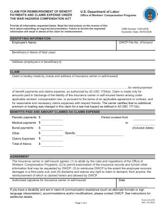 DOL Form CA 278