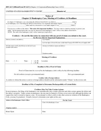 US Courts Form B 009F ALT