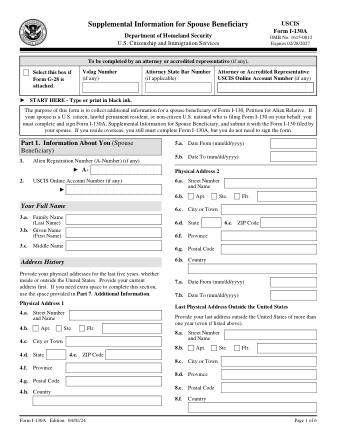USCIS Form I-130A