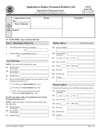 USCIS Form I-90
