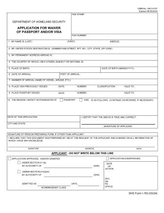 USCIS Form I-193
