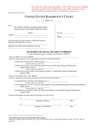 US Courts Form B 021