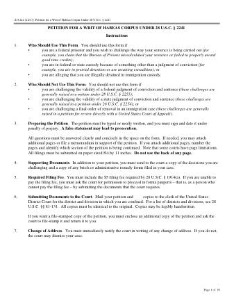 US Courts Form AO242