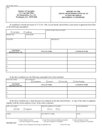 US Courts Form AO121