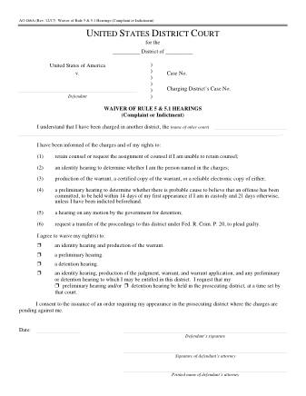 US Courts Form AO466A