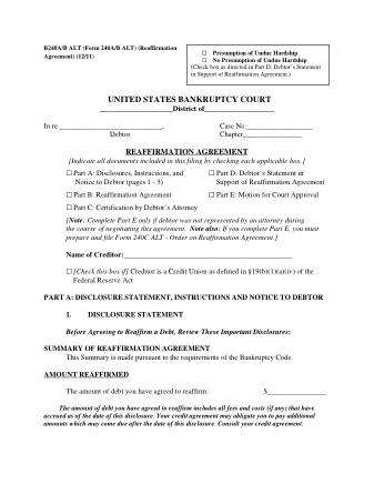 US Courts Form B240AB ALT