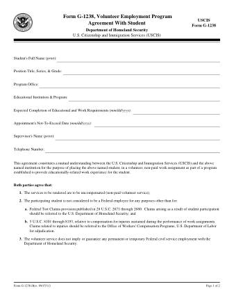 USCIS Form G-1238FORMRE9-15-11