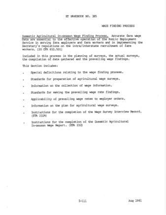 DOL Form ET 385 WAGE FINDING PROCESS