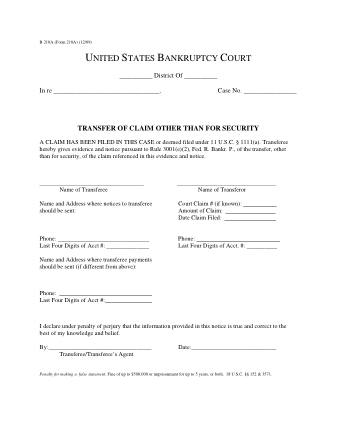 US Courts Form B 210A 1209F