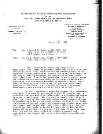 US Courts Form CV01 1982