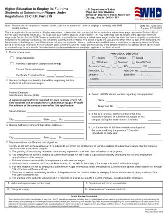 DOL Form WH 201