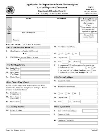 USCIS Form I-102