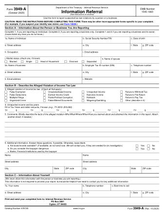 IRS Form 3949A