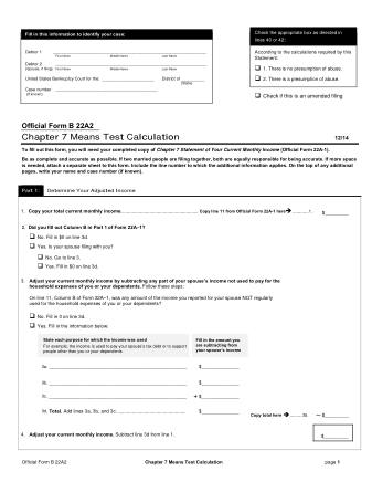 US Courts Form B 22A2