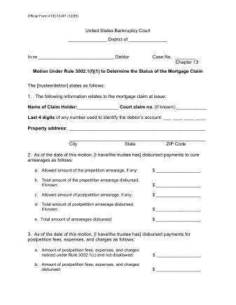 US Courts Form FORM 410C13 M1 MOTION
