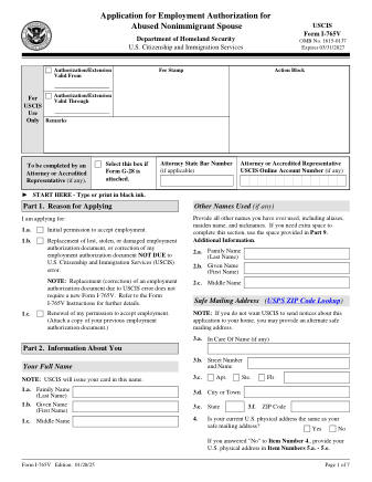 USCIS Form I-765V