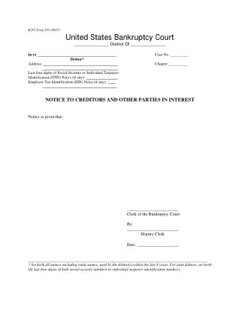 US Courts Form FORM 205 0807