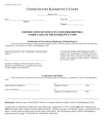 US Courts Form B 201B 1209F