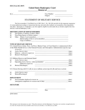 US Courts Form FORM 202 0807