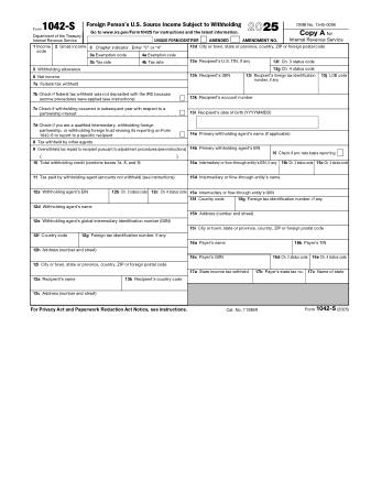 IRS Form 1042S--2025