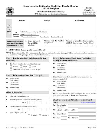 USCIS Form I-918SUPA