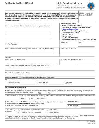 DOL Form CM 981