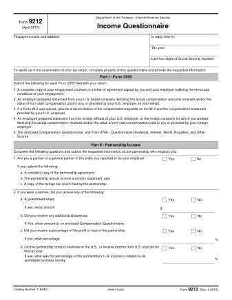 IRS Form 9212
