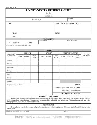 US Courts Form AO044