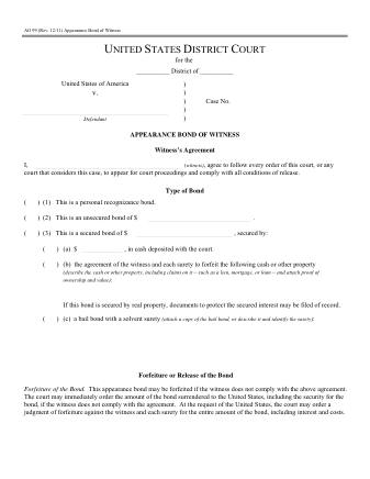 US Courts Form AO099