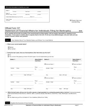 US Courts Form FORM 107 0