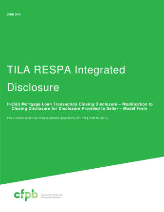 CFPB Mortgage Form 201506 CFPB CLOSING DISCLOSURE COVER H25HI