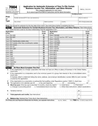 IRS Form 7004