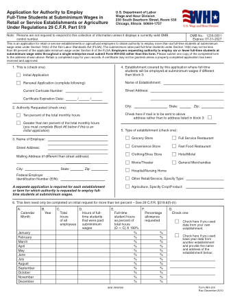 DOL Form WH 200