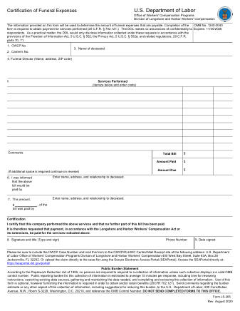 DOL Form LS 265