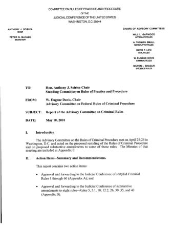 US Courts Form CR05 2001