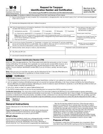 Form W-9 - Request for Taxpayer Identification Number