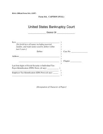US Courts Form B 016A